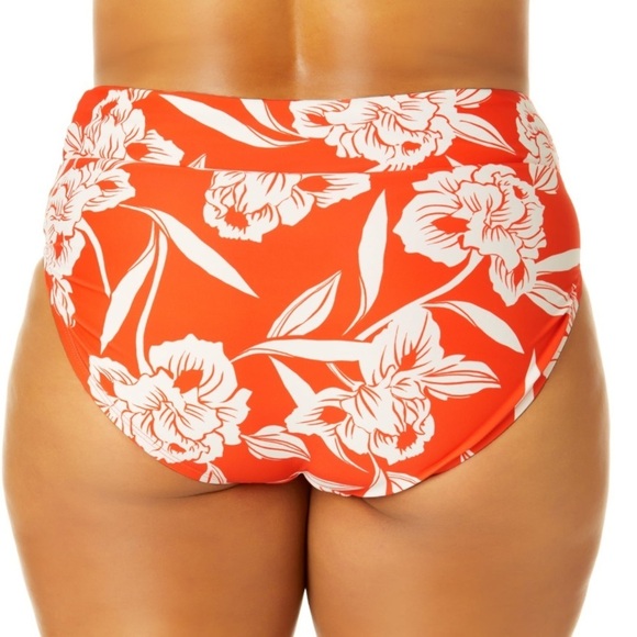 Women's Plus Size Mid Rise Smocked Swim Bottoms - Picture 3 of 5